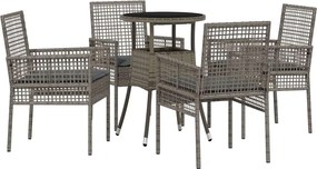 vidaXL Set de masă pentru grădină 5 pcs Gri poliratan