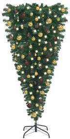 Brad de Craciun artificial inversat LED-uri  globuri, 210 cm 1, Auriu, 210 x 110 cm