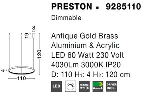 Lustra LED dimabila, design modern PRESTON, 60cm