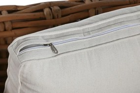 Set lounge exterior din rattan natural împletit, 4 piese cu canapea, 2 fotolii, măsuță și perne incluse, "Bahia"