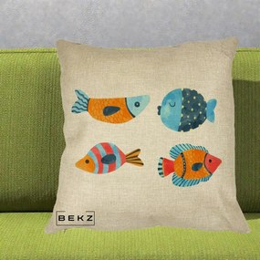 Perna Decorativa Pesti Acuarela, 40x40 cm, Crem, Husa Detasabila, Perna Inclusa, BEKZ®