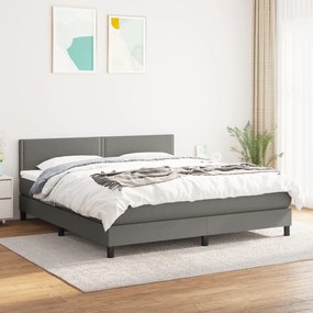 3139986 vidaXL Pat continental cu saltea, gri închis, 160x200 cm, țesătură