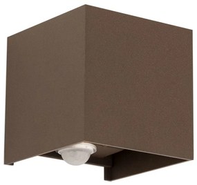Aplica LED de exterior cu senzor de miscare IP54 CUBE-S corten
