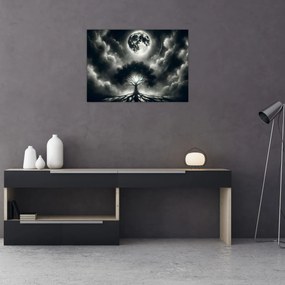 Tablou – Arbore alb-negru în lună plină (70x50 cm)