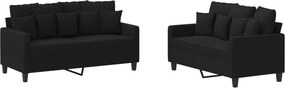 vidaXL Set de canapele cu perne, 2 piese, negru, textil