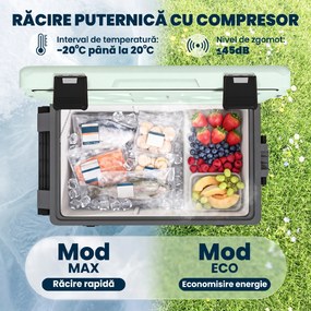 Outsunny Frigider Portabil 42,5L cu Compresor și Control prin Aplicație, -20℃ la 20℃ | Aosom Romania