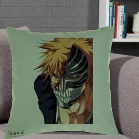 Perna Personalizata Bleach Ichigo Masca Hollow, 40x40 cm, Verde, Husa Detasabila, Perna Inclusa, BEKZ®