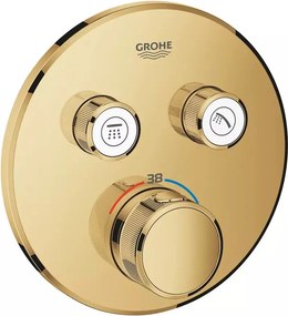 Baterie dus incastrata cu termostat Grohe Grohtherm SmartControl 2 iesiri auriu lucios Cool Sunrise