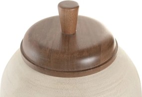 Vază decorativă tip tibor, stil rustic natural, culoare teracotă cu blat natur, din lemn de mango, „Tibor”