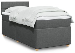 vidaXL Pat box spring cu saltea, gri închis, 80x200 cm, textil