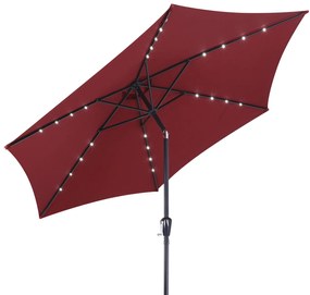 Deuba Umbrelă de soare LED Florida Ø300 cm - roșu