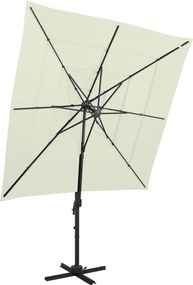 vidaXL Umbrelă de soare 4 niveluri, stâlp aluminiu, nisipiu 250x250 cm