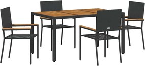 vidaXL Set de masă pentru grădină 5 pcs Negru poliratan