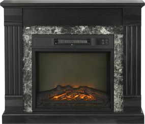 HOMCOM Semineu Electric de Podea cu Temporizator, Flacara Realista si Temperatura Reglabila, din Metal, ABS si PAL, 80x21.6x67.8 cm, Negru | Aosom RO