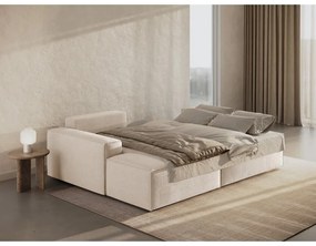 Colțar bej extensibil cu tapițerie din țesătură bouclé (cu colț pe partea stângă ) Jodie – Micadoni Home