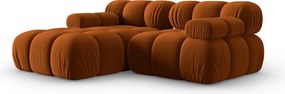 Coltar modular stanga 3 locuri, Bellis, Micadoni Home, BL, 188x155x70 cm, catifea, caramiziu
