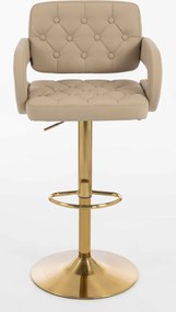 HR8403W Scaun Crem Piele Ecologica Premium Soft cu Bază Aurie