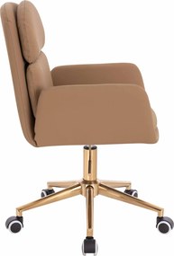 HR480K Scaun Caramel Piele Ecologica Premium Soft cu Bază Aurie