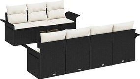 vidaXL Set de canapele pentru grădină cu pernă 8 pcs Negru poliratan