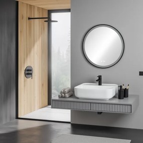 Brilagi-LED Oglindă încălzită, cu dimmer și iluminare LED integrată ALU PRO, 18W, 230V, Ø 60 cm, IP44, negru