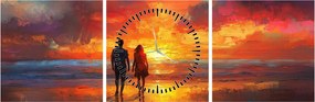 Tablou - Plimbare pe plajă (cu ceas) (90x30 cm)