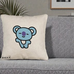 Perna Personalizata BT21 Koya Kawaii, 40x40 cm, Bej Canapea, Husa Detasabila, Perna Inclusa, BEKZ®