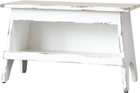 Bancă hol vintage din lemn, albă, cu raft, 31 x 50 x 24 cm, „Margot”