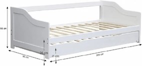 Pat cu pat suplimentar, lemn de pin / alb, 90x200, INTRO