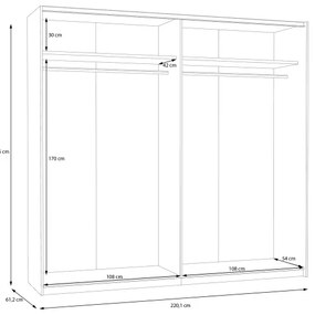 Dulap cu oglindă KARO 220x210 cm, alb