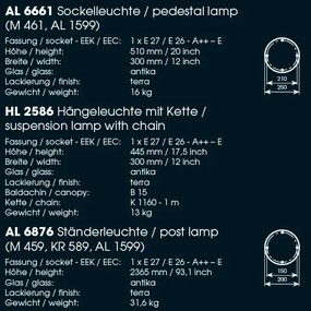 Pendul iluminat exterior din fier forjat, HL 2586