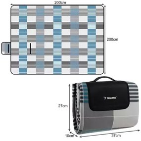 Pătură de picnic cu model în carouri 200 x 200 cm - albastru