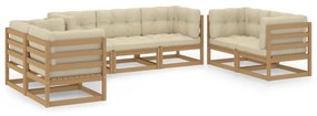 3076502 vidaXL Set mobilier de grădină cu perne, 7 piese, lemn masiv de pin