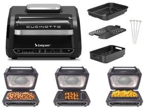 Resigilat: Fripteuza cu aer cald si grill  8in1 Beper P101FRI080, 1700W, 8 programe, 3.8 L, 230°C, Negru