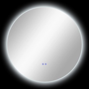 kleankin Oglindă de Baie Rotundă cu Lumină LED în 3 Culori și Întrerupătoare Touch, Ø70x3,5 cm, Transparet | Aosom Romania