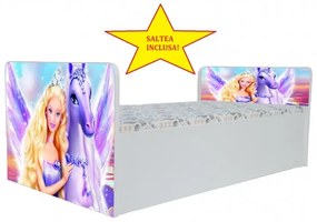 Pat Aero Barbie, cu saltea, 130x60 cm