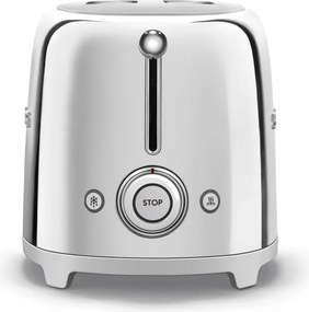 Prajitor de paine SMEG 50's Style TSF01SSEU, 950 W, 2 felii, 6 trepte, Tava pentru firimituri, Cablu integrat, Otel inoxidabil, Argintiu