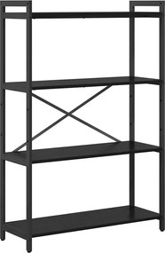 vidaXL Raft pentru cărți Stejar Negru 80 x 30 x 120 cm Lemn compozit