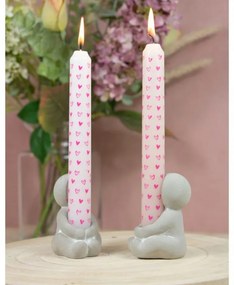 Set 2 suporturi de lumanari din gresie IDEAS 4 SEASONS, roz