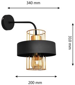 Lampă de perete VOLTA 1xE27/15W/230V 34 cm neagră/aurie