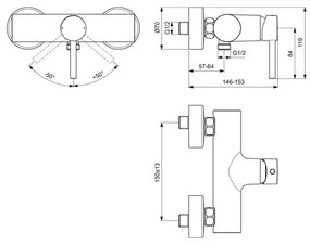 Baterie dus Ideal Standard Ceraline crom lucios monocomanda