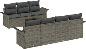 vidaXL Set de canapele pentru grădină cu pernă 8 pcs Gri poliratan