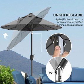 Outsunny Umbrelă de Terasă cu Două Fețe, Bază în Cruce, Sistem de Înclinare și Manivelă | Aosom Romania