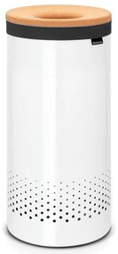 Cos de rufe Brabantia 90300239, 35 L, Capac din pluta, Umplere fara deschidere, Gauri ventilatie, Alb