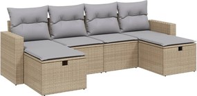 vidaXL Set canapele de grădină, 6 piese, cu perne, bej, poliratan