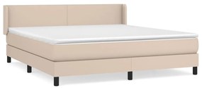 Pat box spring cu saltea, cappuccino, 160x200cm piele ecologica Cappuccino, 160 x 200 cm, Design simplu