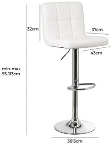 Scaune de bar albe cu înălțime ajustabilă 2 buc. din imitație de piele (înălțime șezut 93 cm) – Casa Selección