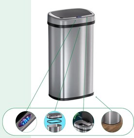 Coș de gunoi cu senzor DEUS, 58 litri, argintie Jurhan