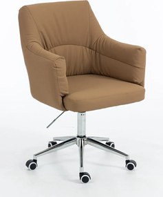 HR840K Scaun Caramel Piele Ecologica Premium Soft cu Bază Cromata