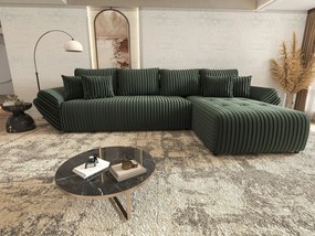 Colțar extensibil dumonde cu ladă de depozitare si sezut confortabil din spuma high-density, Berlin XL Ambience Green II 350x185 cm