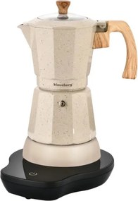 Aparat electric de cafea cubanez Klausberg KB 7999, 500 W, 6 cesti, Element de incalzire incorporat, Supapa de siguranta, Bej
